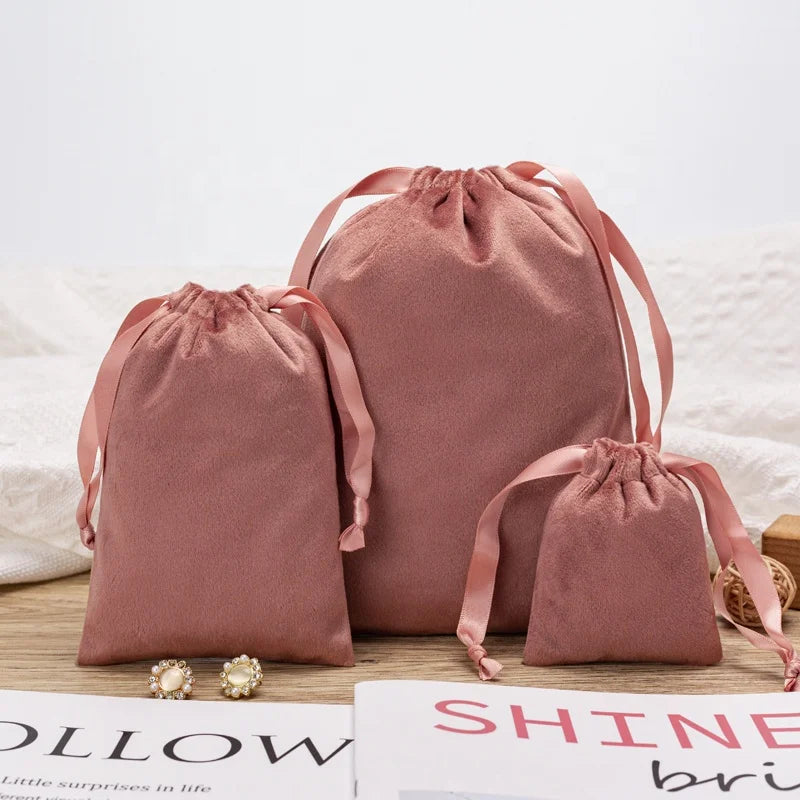 Promotion  Velvet Drawstring Packaging Bag High End Velvet Gift Jewelry Pouch Soft Cloth Bracelets Dust Velvet Bag