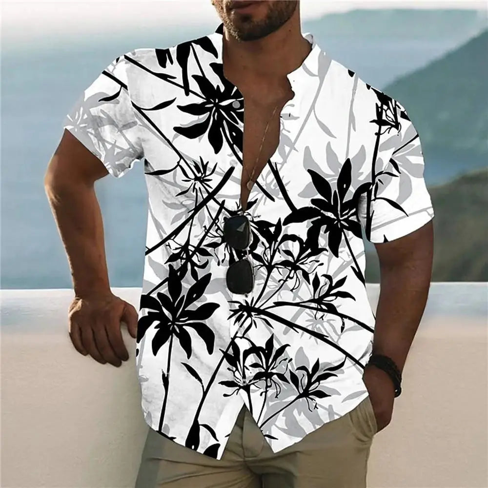 Lasted Digital Printed Men's Collar T Shirts Spandex Polyester High Fashion Quality Vintage Short Sleeve Printed Shirts for Men