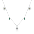 2022 New Real 925 Sterling Silver Daisy Flower Necklace Green Zircon Long Chain Silver Necklace for Women Jewelry SCN415