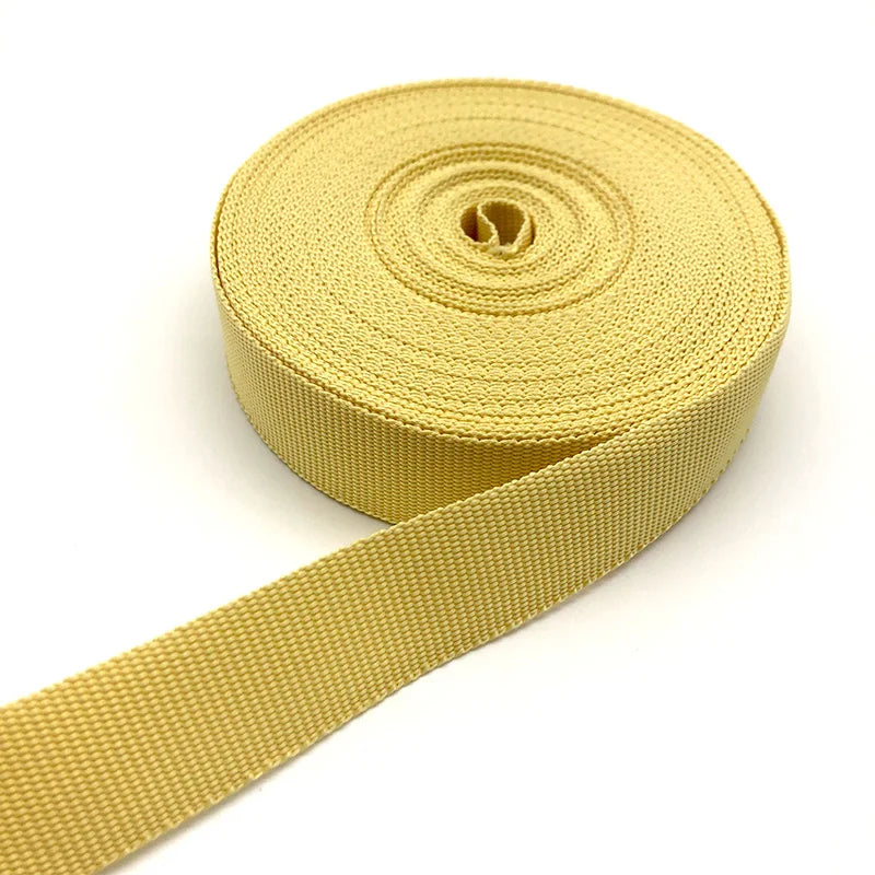 Customized High Temperature Resistant Woven Tape Fireproof Aramid Fiber Flat Webbing Yellow 25mm High Tenacity Cut Resistant
