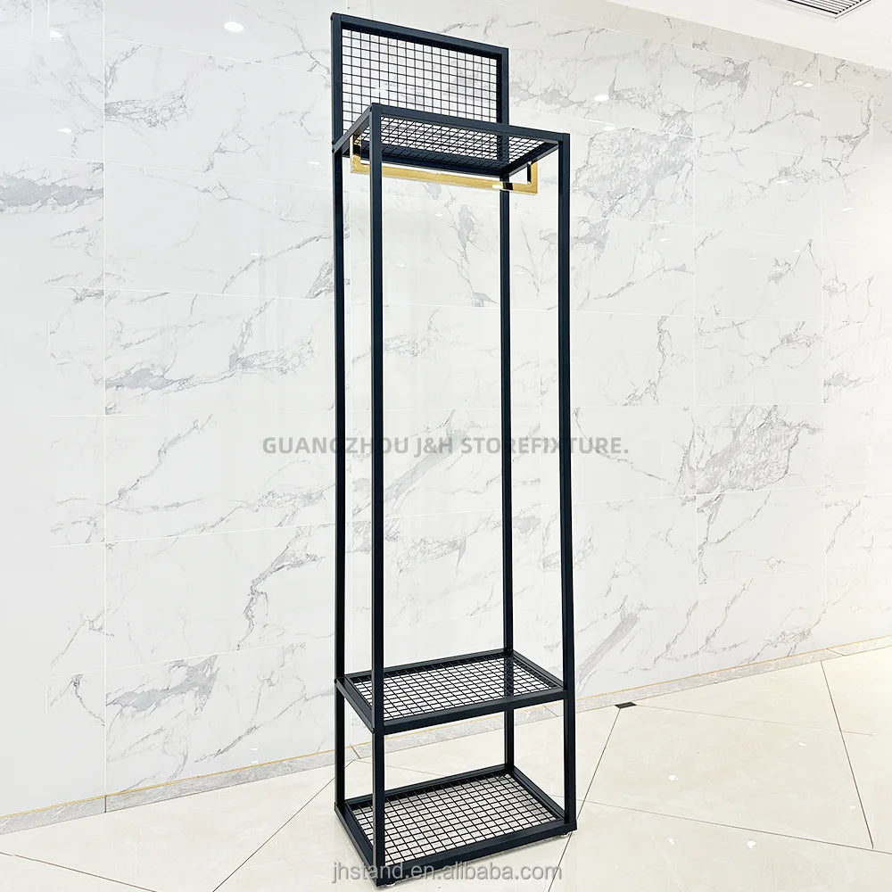 Men Sports Shop Display Rack Retail Sports Shop Design Rotating Decoration Beautiful Sportswear Rack Stock Detachable Black