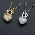 Full CZ Setting Gold Silver Plated Brass Love Heart Shape OT Toggle Clasp for Women Bracelet Necklace