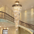 Villa Duplex Living Room Crystal Chandelier Gold  Decor Hall Loft Long Pendant Light Stair Spiral High Ceiling Design Fixture