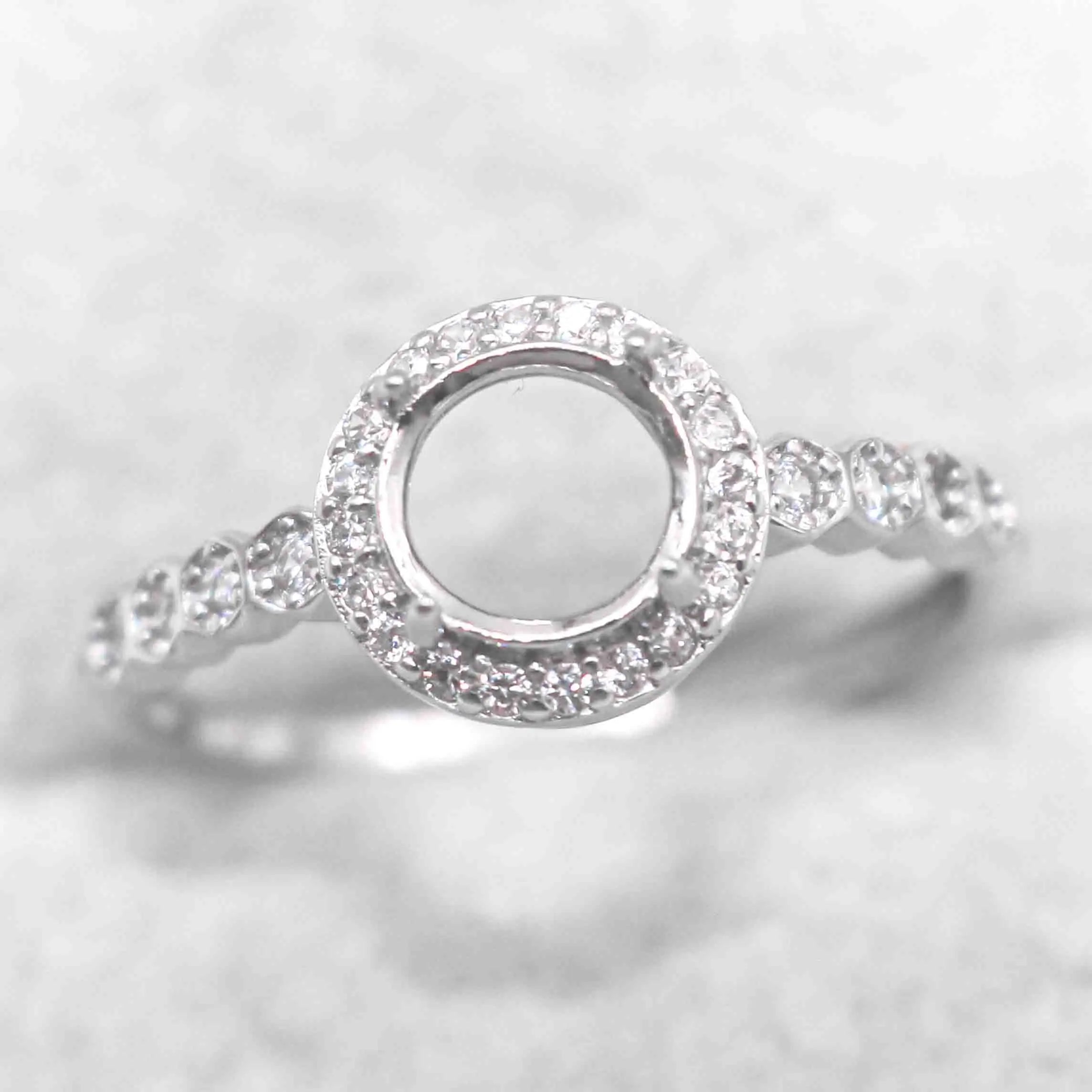 Sterling Silver 5mm/6mm/7mm/8mm Semi Mount Ring Empty Frame Blank Claws Setting S925 Base Without Center Stone for DIY Inlay