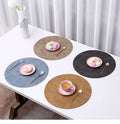 Ychon Round PU Placemats Washable Round Heat Resistant Place Mats for Kitchen Table  Round Table Mats