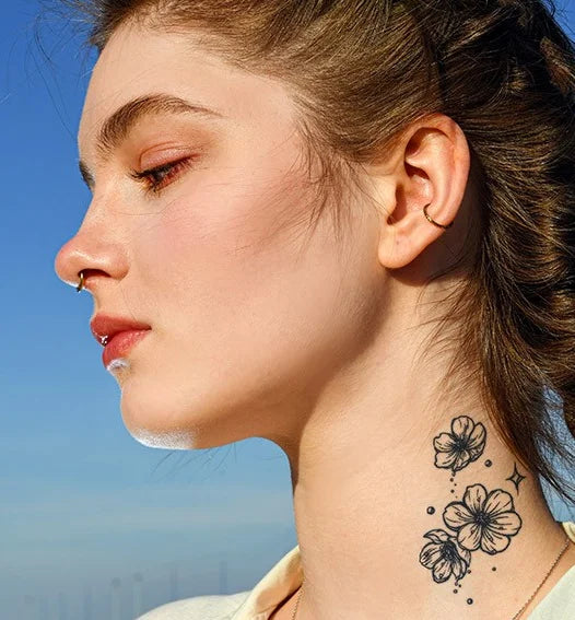 Cherry Custom Black Waterproof Henna Tattoos Stickers Simple Girls Flower Logo Fake Shxin Temporary Juice Tattoo for All Ages