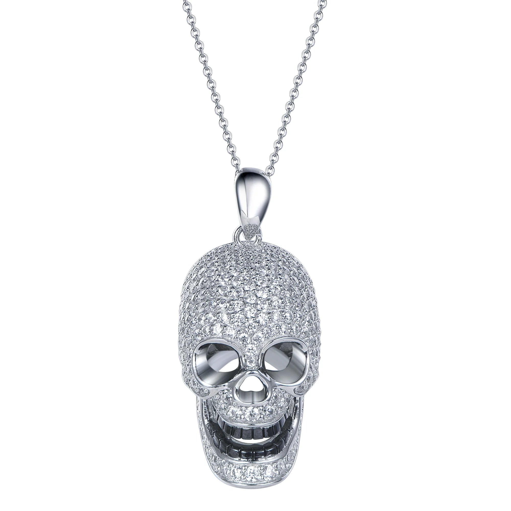 925 Sterling Silver Pendant Skull Necklace for Men Gold Plated Crystal Cartoon Premium Quality Necklace