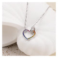Summer Popular 925 Sterling Silver Colorful Heart Necklace Rainbow Zircon Love Mobius Rings for Women
