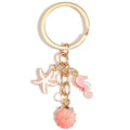 Enamel Shark Keychain Colorful Starfish Shell Conch Key Ring Beach Metal Key Chains Sea Souvenir Gift Girl DIY Handmade Jewelry