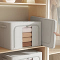 Large Capacity 66L Foldable Wardrobe Stock Clothes Storage Organizer Bag Waterproof Fabric Linen Cloth Steel Frame Storage Box