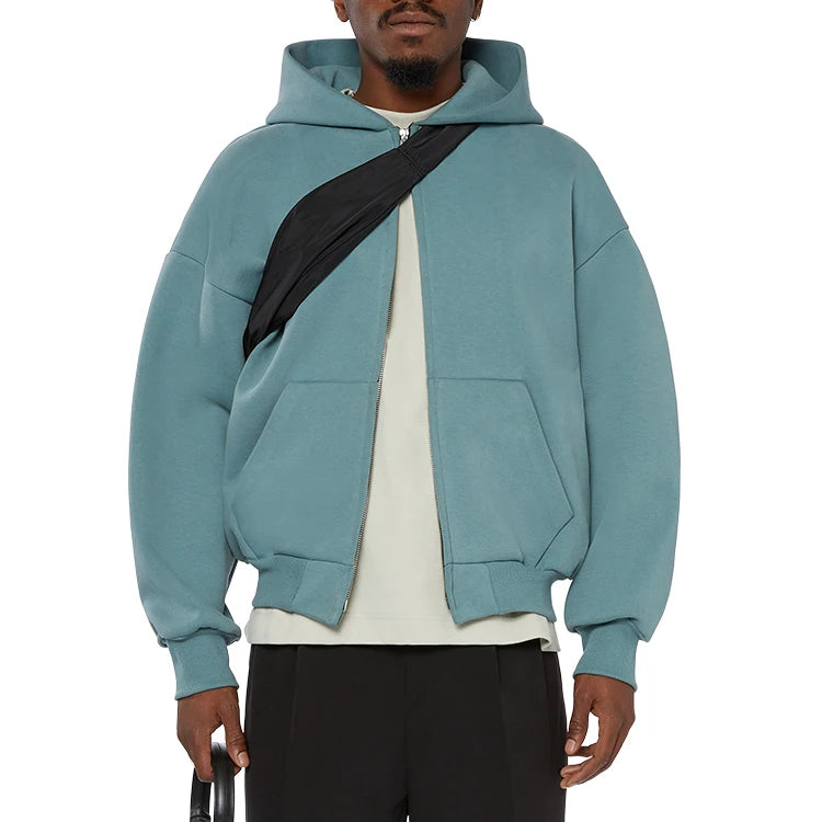 Men's 350 Gsm Cotton Cropped Hoodie Luxury Streetwear Oversize Sweatshirts with Custom Heavyweight Solid Pattern for Winter