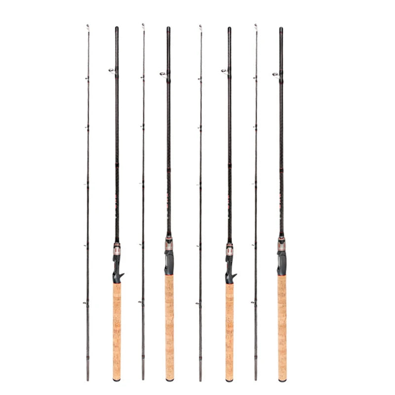 New Carbon Fiber Fishing Rod 2.1m 2.28m 2.4m 2 Sections Casting Spinning Fishing Rods Wooden Handle Fishing Pole