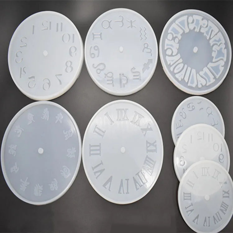 YS 10cm 15cm  Round Roman Arabic Numerals Clock Epoxy Resin Casting Silicone Mold DIY Art Craft for Home Wall Decoration