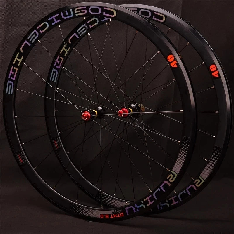 700C Ultra-Light Aluminum Alloy Cycling Wheelset Reflective Marking Wheels with V Brake Clincher for Road Biking