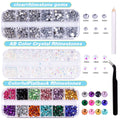 Cross-Border 12-Box Flat-Bottomed Diamond Nail Art Jewelry Resin Acrylic White AB Color Loose Rhinestones for DIY Crystal