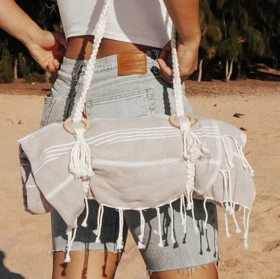 Boho Adjustable Handmade Cotton Blanket Carrier Macrame Yoga Mat Bag Strap Rug Carry Straps