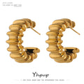 JINYOU 785 Stainless Steel Casting Vintage Metal Fashion Simple Brand Trendy Gold Earrings Jewelry for Women