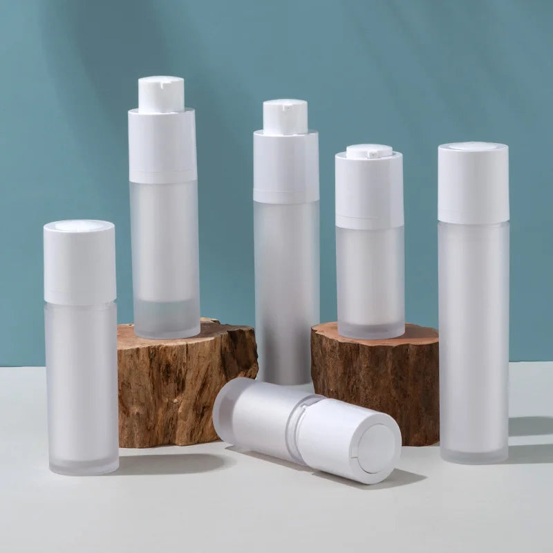Luxury Custom White Twist Airless Pump Bottle 15ml 30ml 50ml Plastic Pump Bottle with Abs Pump Head
