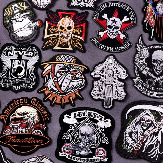 Motorcycle Club Biker Punk Embroidery Iron on Patches Custom Wholesale Personality Embroidered Patch for Clothes Jeans