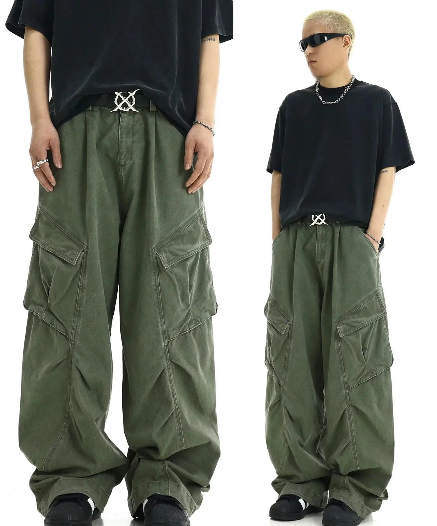 New Design Retro Loose Mid Waist Canvas Windproof Breathable Heavyweight Street Side Pocket Wide Leg Jeans Custom Logo Pants Men