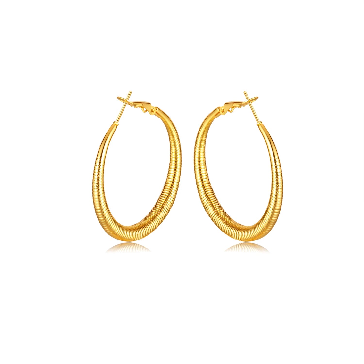 HOVANCI Large 18k Gold Plated Stainless Steel Hypoallergenic Chunky Stainless Steel Big Hoop Earrings for Women Girls
