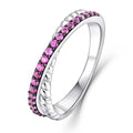 YILUN 925 Sterling Silver Pink Zirconia Infinity Twist Ring Rhodium Plated Stackable Wedding Band Promise Ring for Women
