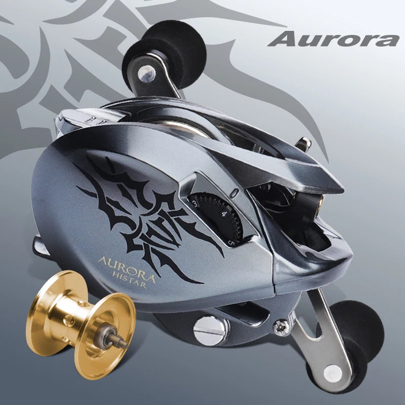 HASIDA Wholesale Aurora Baitcasting Reel Full Metal Rotor Long Cast Spool for Stream & River 7.3:1 High Ratio 8kg Drag Power 11+1BB