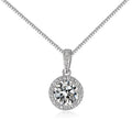 OAHLAN Fashion Jewelry Necklaces 1.0CT Round Cut Moissanite Stone Square Pendant 925 Sterling Silver Necklaces for Women