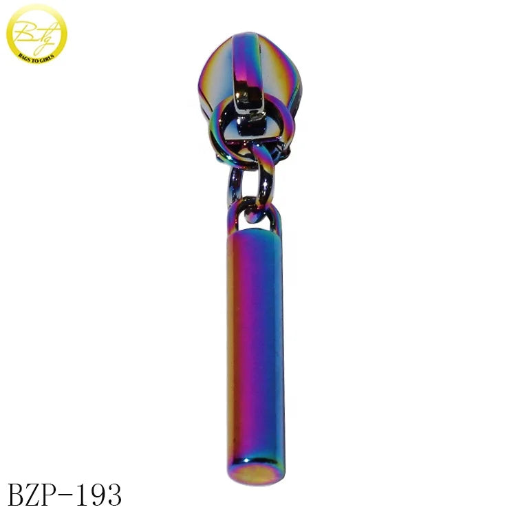 Rainbow Metal Zipper Puller with Customizable Logo Zinc & Alloy Material for Luggage Handbag Shoes