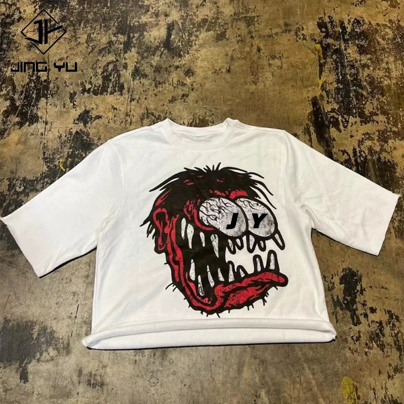Custom Cropped Heavyweight Oversized Fitted Graphic Screen Printing t Shirt Manufacturer Drop Shoulder Boxy Cropped T Shirt