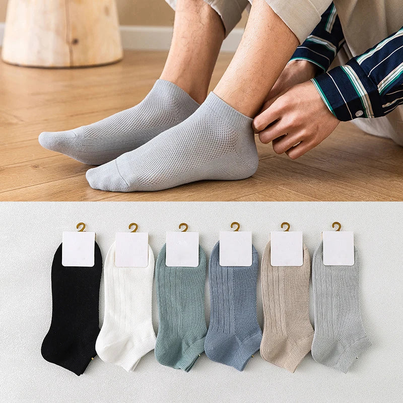 Bulk Wholesale Summer Plain Casual Low Cut Short Mesh Socks Breathable Cotton Ankle Dress Socks for Men