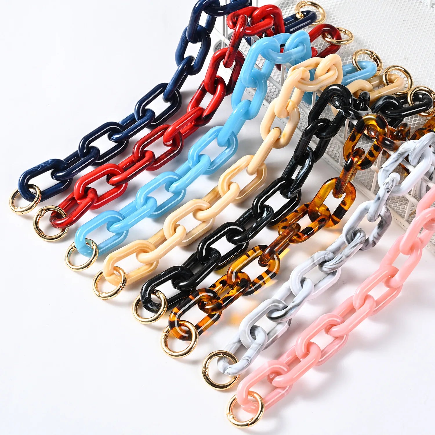 LCH-184 32cm Patterned Acrylic Chain Handbag Accessories Portable Purse Chains Removable Milk Coffee Cup Set Resin Chain
