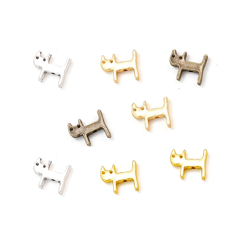 4 Colors Cat Charms Antique Silver Color Beads Fit Bracelets Necklace Jewelry Making DIY Accessories 12*11mm D965