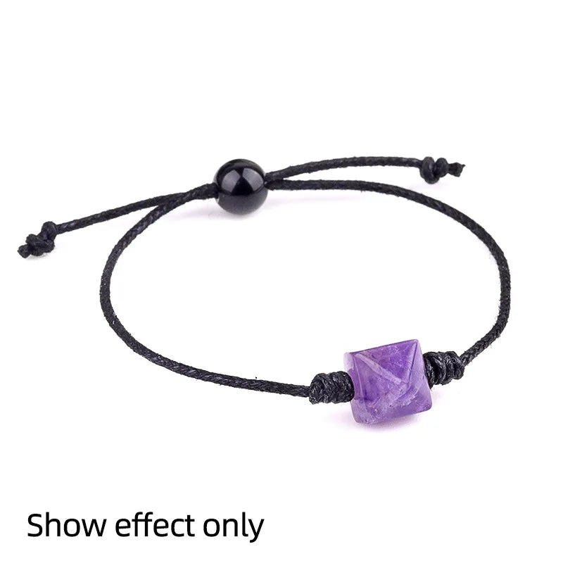Hot Selling 10mm Pyramid Straight Hole HZ Jewelry Natural Crystal Semi-Precious Stone Polished Amethyst Pyramid with Hole
