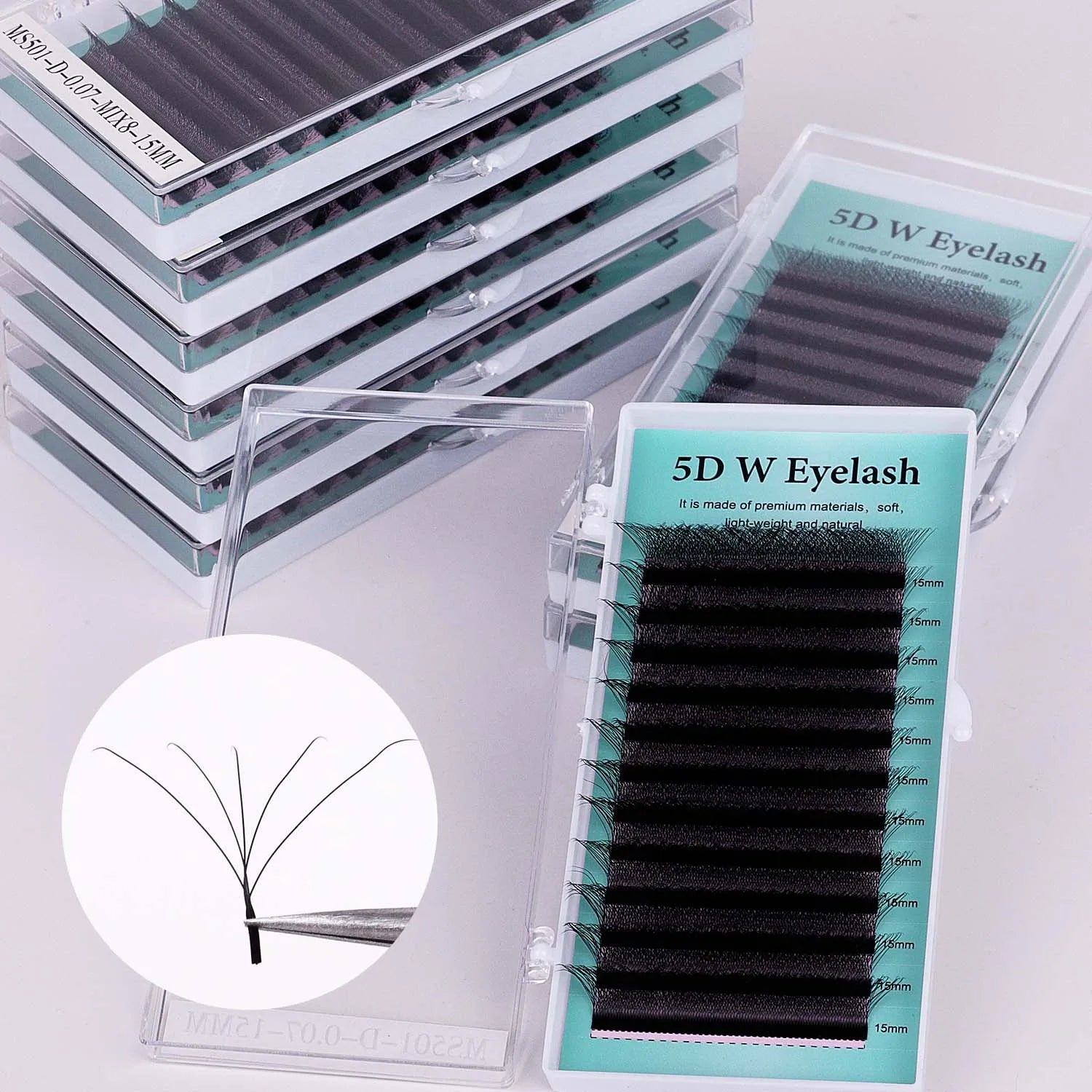 Black Soft Synthetic Vegan Cruelty-Free Crisscross Volume Eyelash Extensions Trays Custom Logo Matte Black Eyelash Extension