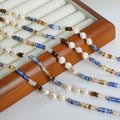 Vintage Handmade Jewelry Stainless Steel Natural Stone Abacus Beads Baroque Freshwater Pearl Chain Necklace for Women Girls