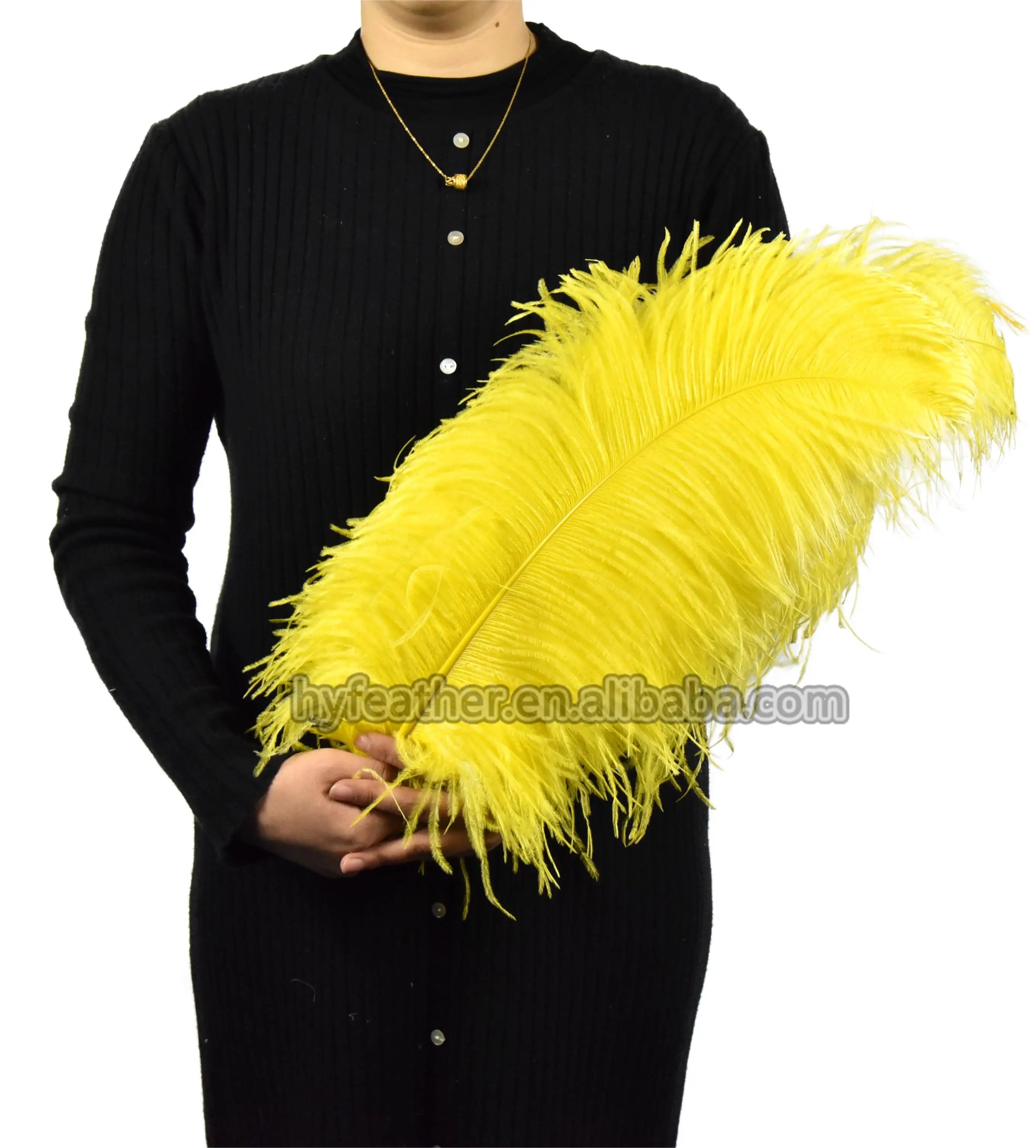 65-70cm Plume Bulk Femina Washed Large White Yellow Centerpiece Ostrich Feathers for Festive Party DIY Craft Wedding Home Decor