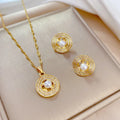 Luxury 18K Gold Plated Diamond Snowflake Flower Pendant Necklace Fashion Chains Set for Women's Gift Occasions