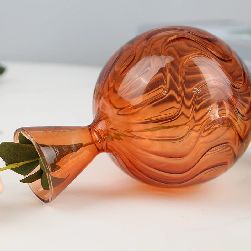 Hot Selling Modern Pomegranate Shape Borosilicate Glass Vase in Multi-Color for Weddings and Flower Arrangements