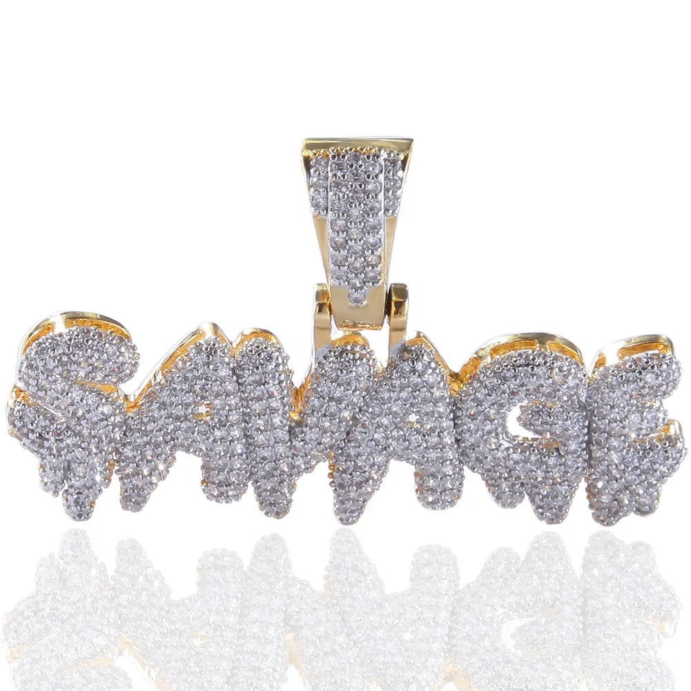 New Fashion Wish Custom Name Crown Bail Drip Initials Letters Charms Men Women Cubic Zircon Christian HipHop Jewelry Gold Plated