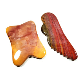 DIY Customized Label Spiky Mookaite jasper Gua Sha Scraping Massage Slimming Tool Spiky Guastone Skin Care Set