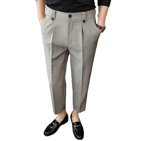 Custom Logo Men's Business Trousers Casual Pants Thin Pants Stretch Straight Chino Trousers