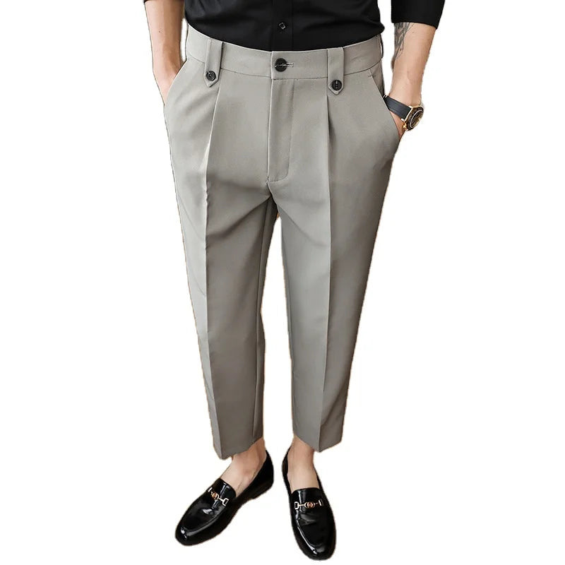 Custom Logo Men's Business Trousers Casual Pants Thin Pants Stretch Straight Chino Trousers