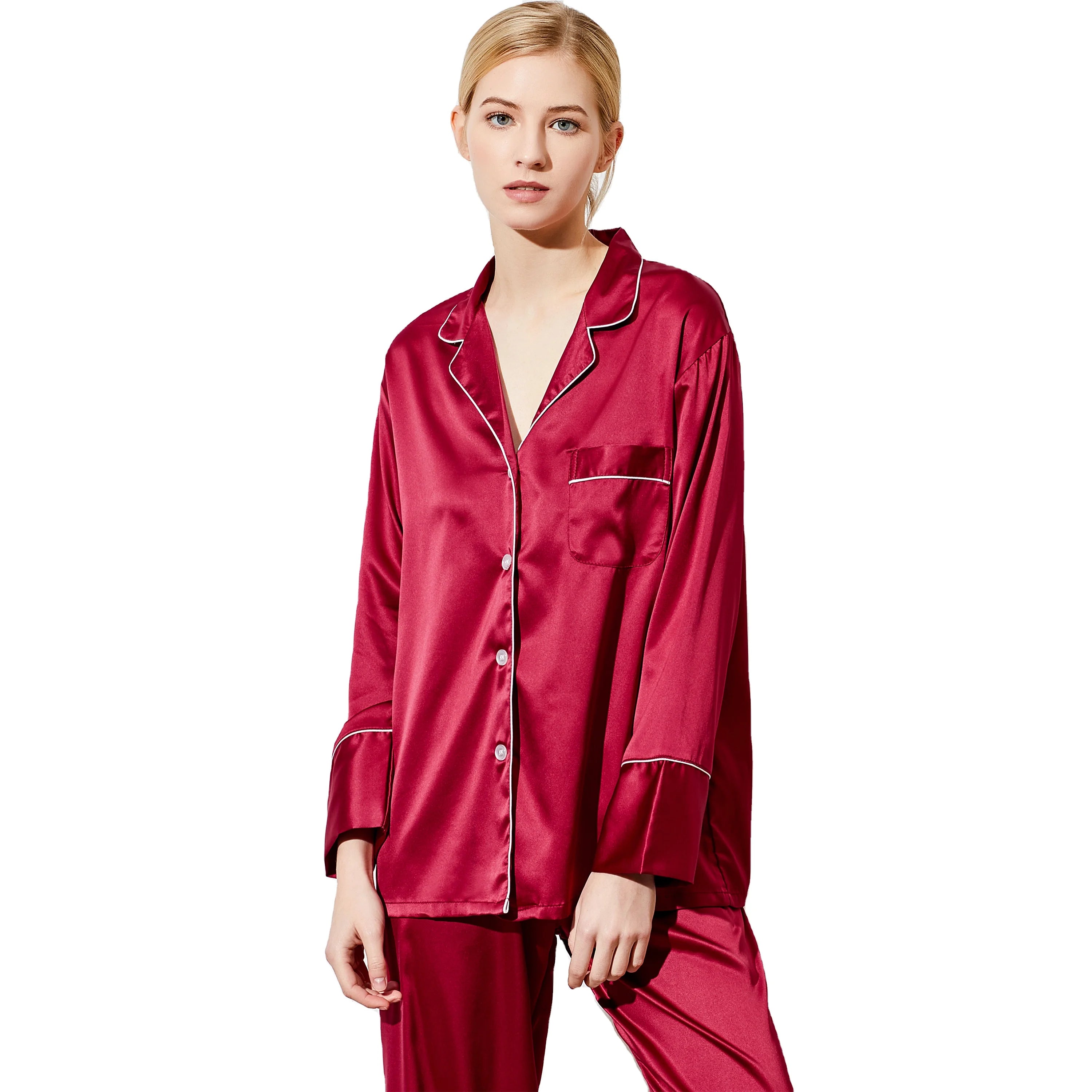 Fung 6001 Set Long-sleeved Pajamas Suit Women's Home Service Autumn Ladies Pajamas Rayon Satin Pajamas