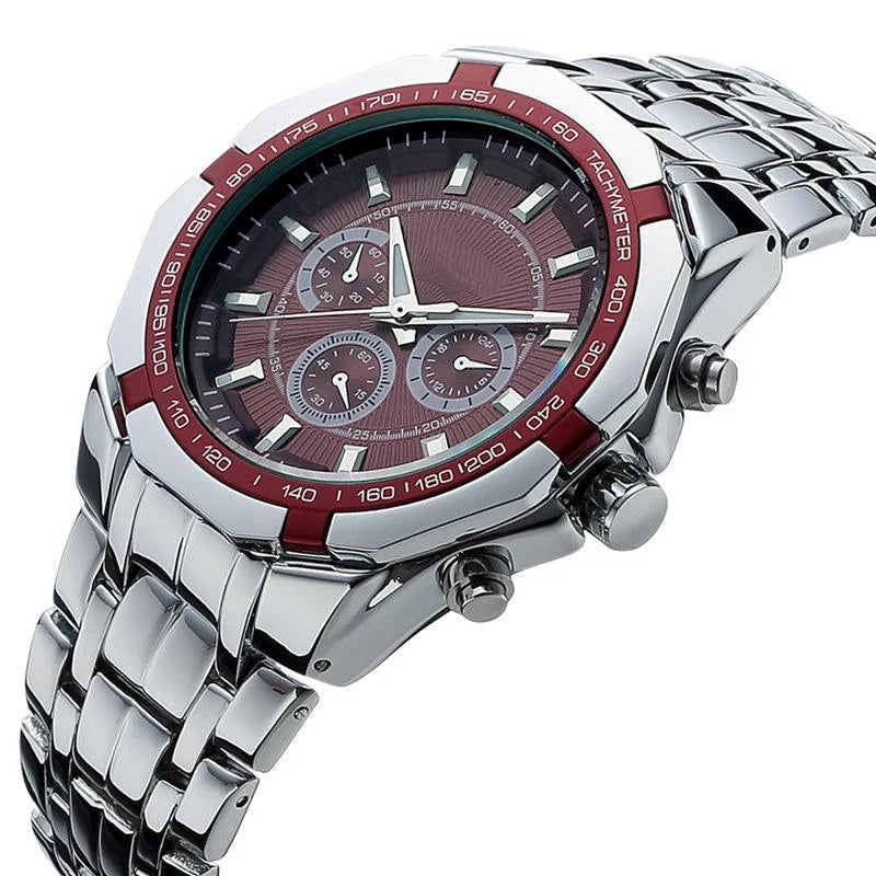 Luxury Sport Men Quartz Watches Leather Strap Functional Water-resistant Stylish Men Branded Wrist Watch