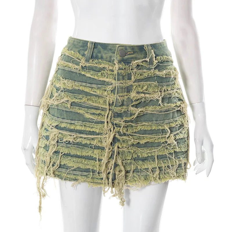 Guangzhou Auyan New Bright Fringe Tight Elastic-free Denim Short Jeans