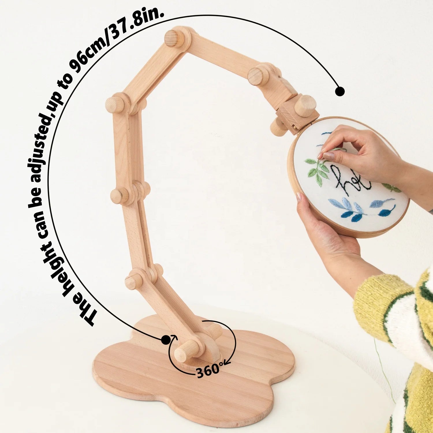 Multifunctional Embroidery Lap Stand Frame Beech Wood Eco-friendly Tapestry Cross Stitch Hoop Set Ring Adjustable Sewing Tools