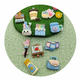 New Fashion 100Pcs/Lot Cute Cartoon Drawing Board Brush Resin Charms Pendants for Bracelets Necklace Earrings Jewelry Making
