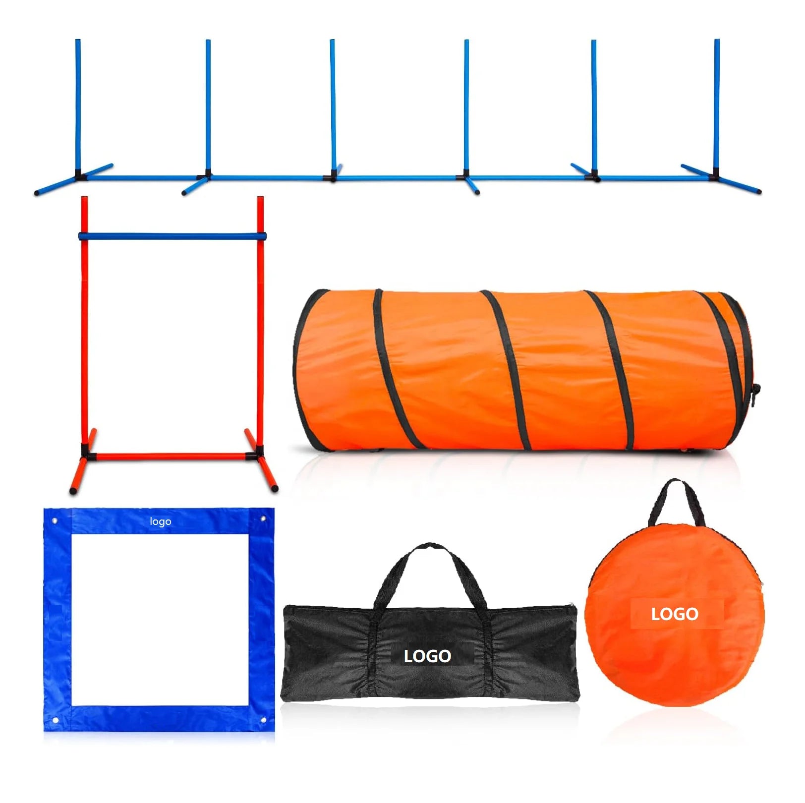 USMILEPET Dog Agility Starter Training Kit Plastic Obstacle Course with Tunnel and Break Box for Puppies and Active Dogs