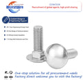Galvanized M10 High Strength Bolts with Rounded Head 100mm Length Plain Carriage Bolt DIN603 Stainless Steel Bolt and Nuts